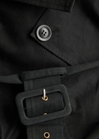 Aexae Belted Cropped Cotton Trench Coat Black