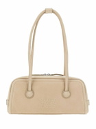 Marge Sherwood boston Beige Shoulder Bag With Embossed Logo Lettering On The Front In Leather Woman