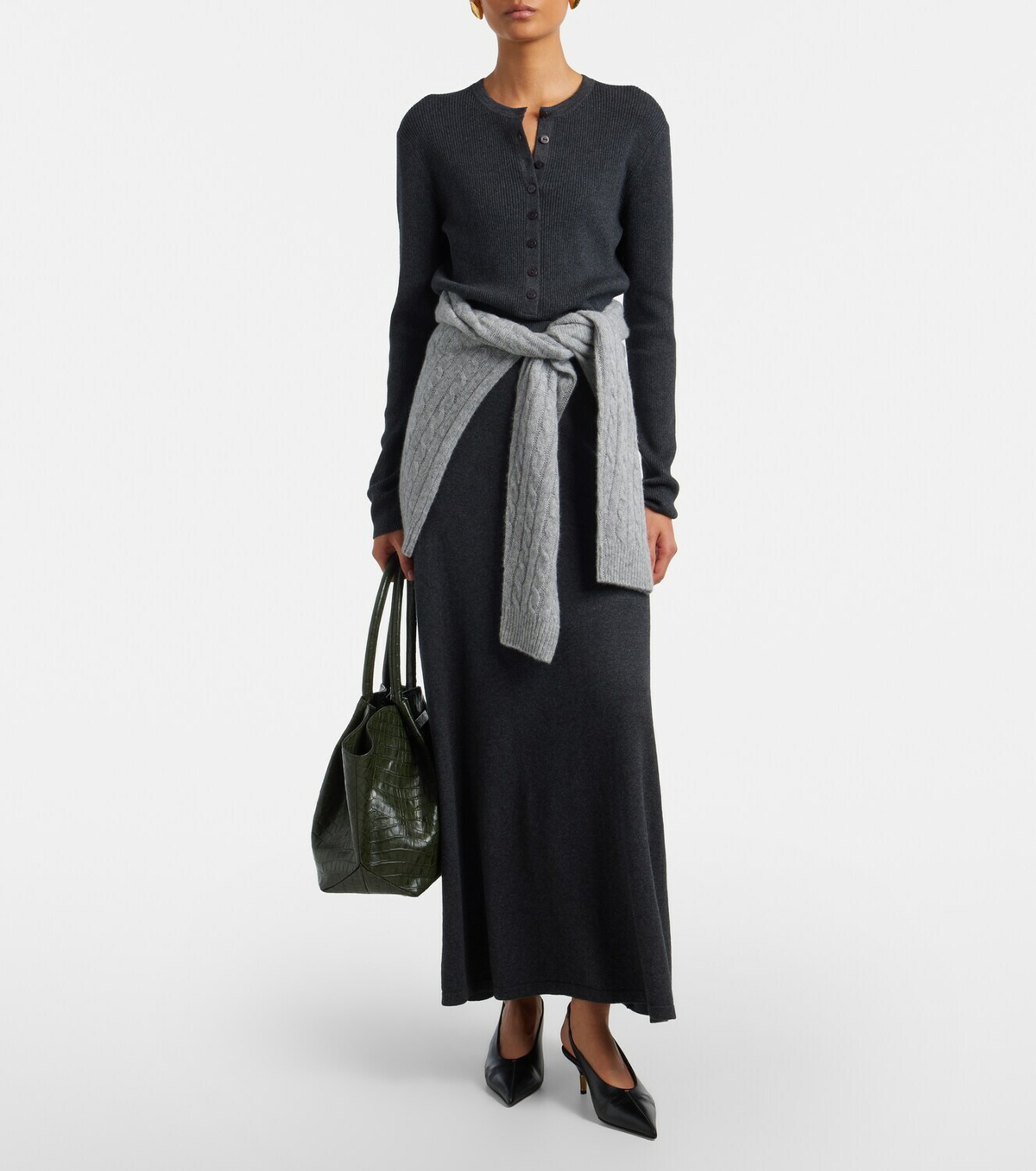 Lisa Yang Adrienne cotton and cashmere midi skirt