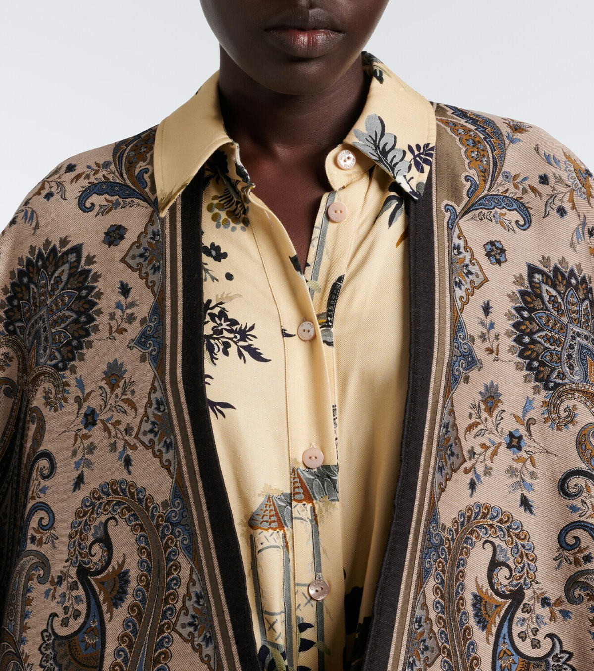 Etro Paisley jacquard wool-blend shawl