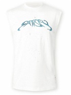 Satisfy - Distressed Logo-Print MothTech™ Organic Cotton-Jersey Tank Top - White
