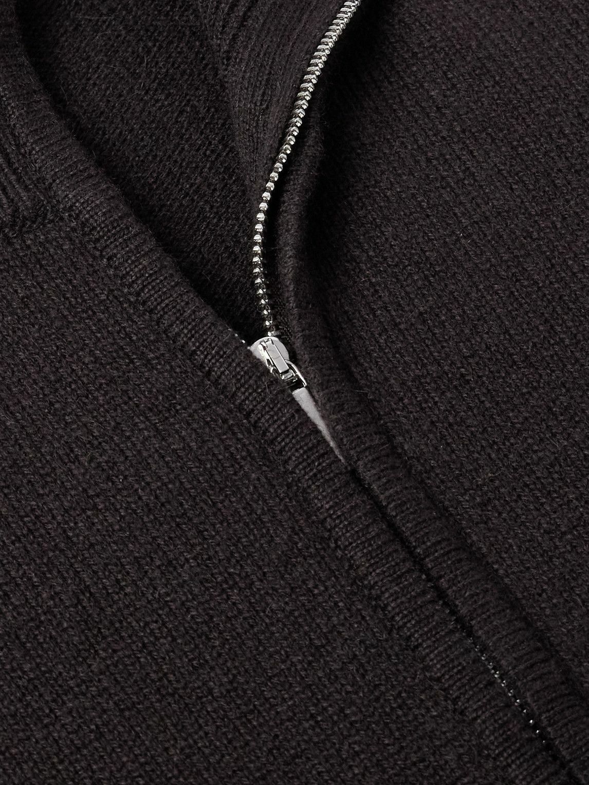 Saman Amel - Ribbed Cashmere Zip-Up Cardigan - Brown