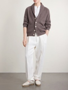 Brunello Cucinelli - Straight-Leg Pleated Herringbone Cotton and Linen-Blend Trousers - White