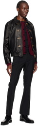 Ernest W. Baker Black Buckle Leather Jacket