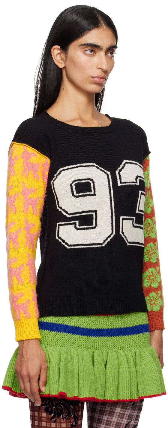 Ashley Williams Black & Multicolor Patchwork Sweater