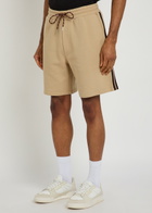 Moncler Striped Cotton Shorts Beige
