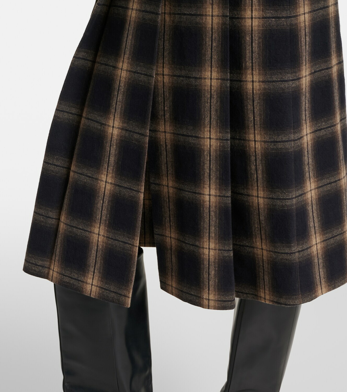 The Attico Plaid pleated cotton midi skirt