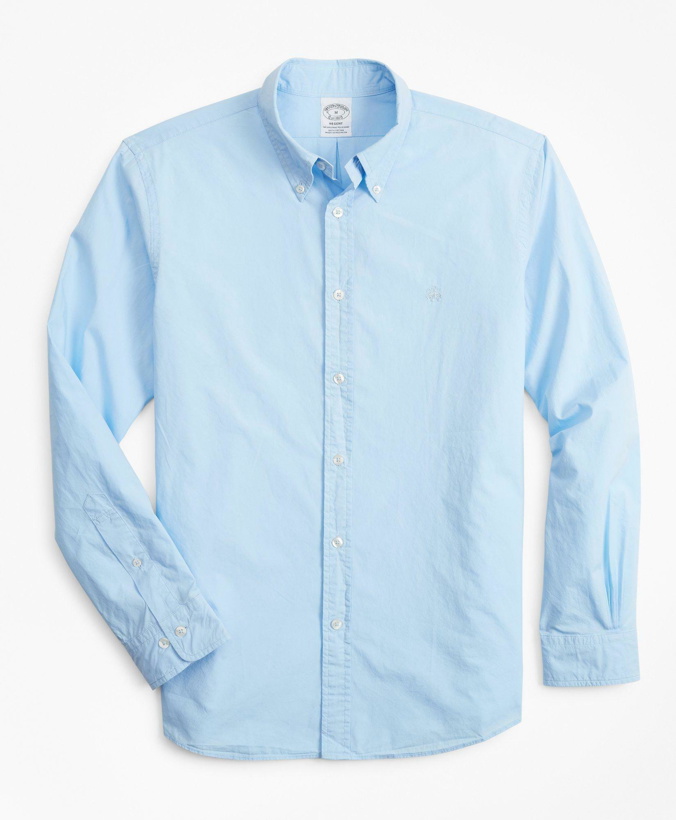 Photo: Brooks Brothers Men's Regent Regular-Fit Garment-Dyed Sport Shirt | Light Blue