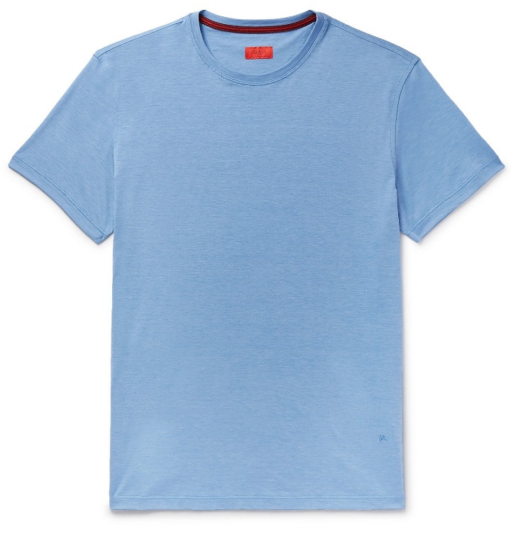 Photo: Isaia - Mélange Silk and Cotton-Blend Jersey T-Shirt - Blue