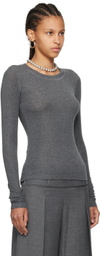 Fax Copy Express Gray 'The Round Neck' Long Sleeve T-Shirt