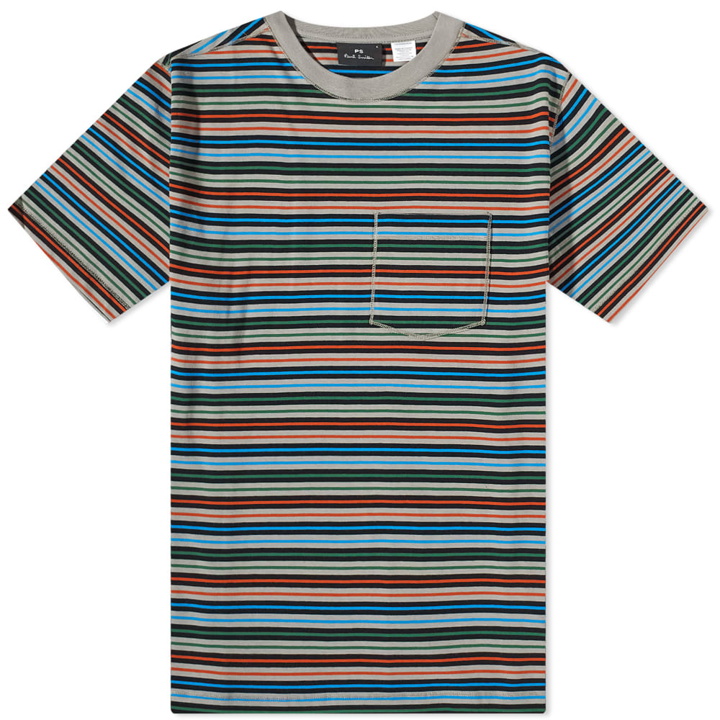 Photo: Paul Smith Men's Fine Stripe T-Shirt in Grey Multi