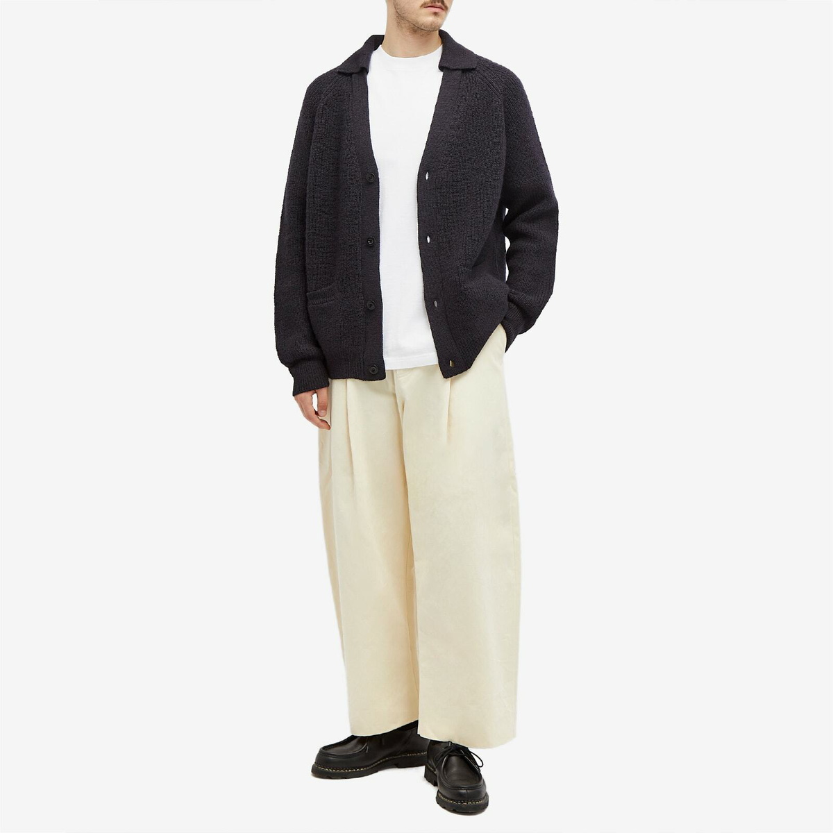 MHL by Margaret Howell Men's Collared Knit Cardigan in Ink