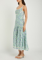 Rabanne Floral-print Silk-chiffon Midi Dress Purple