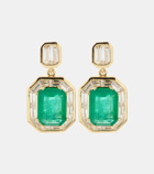 Shay Jewelry Halo 18kt gold drop earrings with emeralds and diamonds