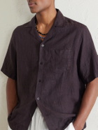 Frescobol Carioca - Angelo Camp-Collar Linen Shirt - Brown