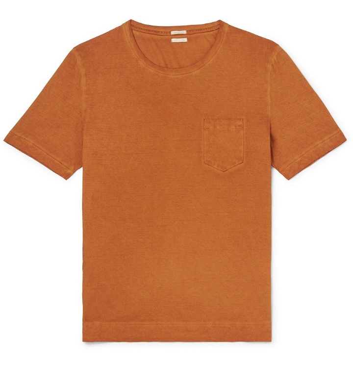 Photo: Massimo Alba - Watercolour-Dyed Cotton-Jersey T-Shirt - Orange