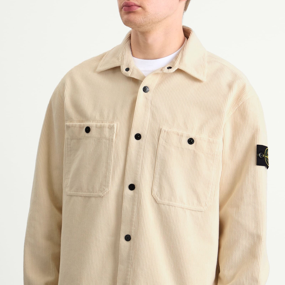 Stone Island Men's Corduroy Overshirt in Ivory Stone Island