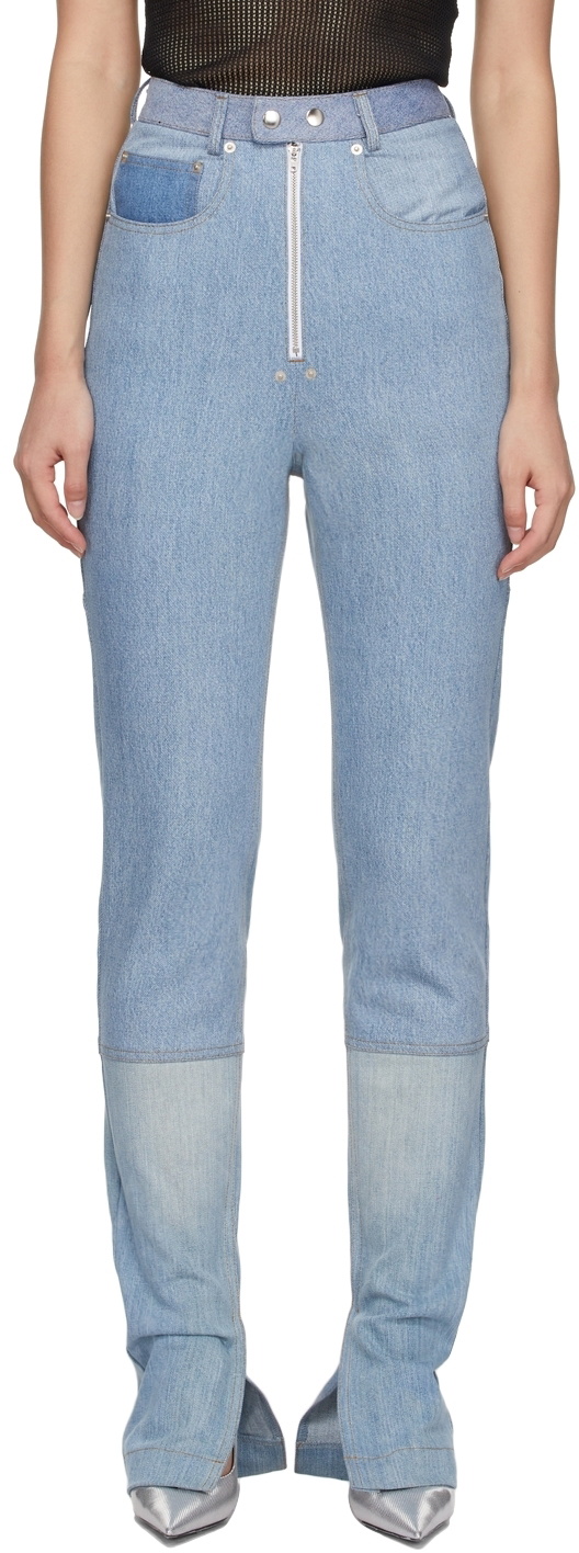 BONBOM Blue Slit Bottom Jeans