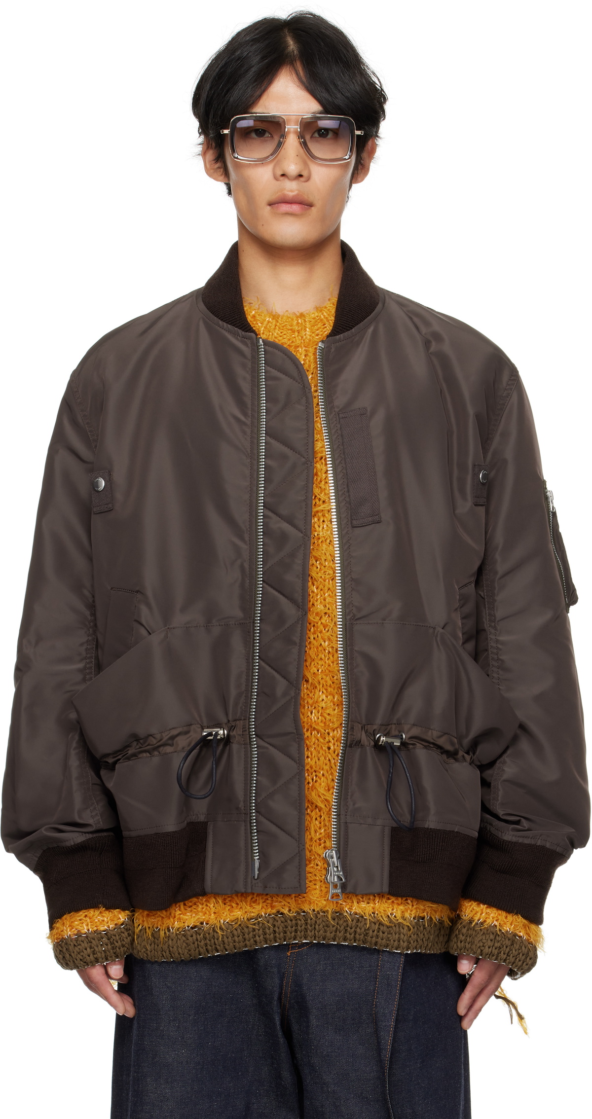 sacai×WTAPS Cotton×NylonTwill Jacket Sacai - WTAPS Nylon-Trimmed Cotton-Canvas Jacket - Brown Sacai