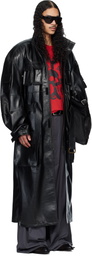 LU'U DAN Black Ram Cargo Faux-Leather Trench Coat