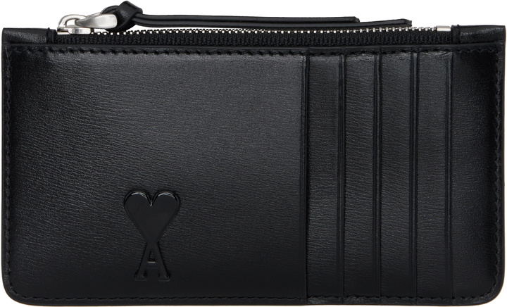 Photo: AMI Paris Black Leather Zipped Card Holder