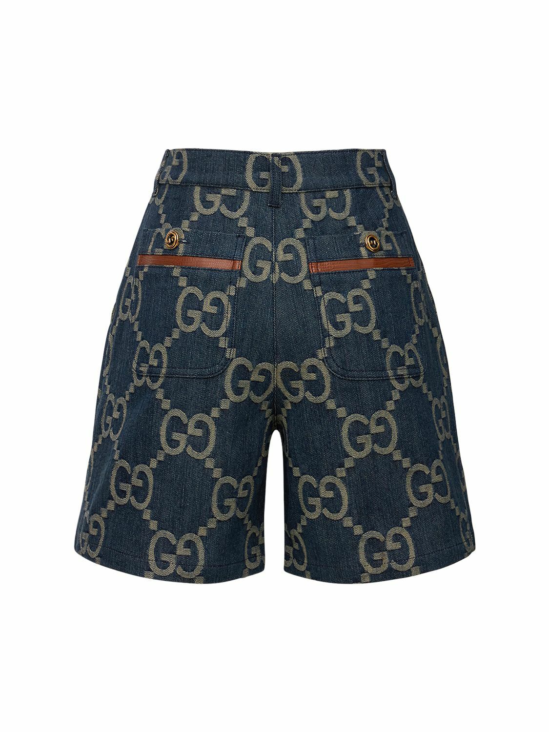 GUCCI - Jumbo Gg Cotton Denim Shorts Gucci