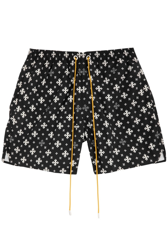 Photo: Rhude Printed Shell Swim Shorts Black And White