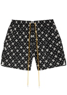 Rhude Printed Shell Swim Shorts Black And White