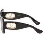 Valentino Black Rectangular Acetate Sunglasses