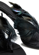 Paris Texas Lidia Feather 105 Crepe Thong Mules Black