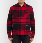Off-White - Embellished Checked Cotton-Blend Flannel Shirt - Men - Red