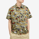 Human Made Men's Duck Short Sleeve Shirt in Olive Drab