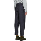 Beams Plus Navy Pleated Sateen Trousers