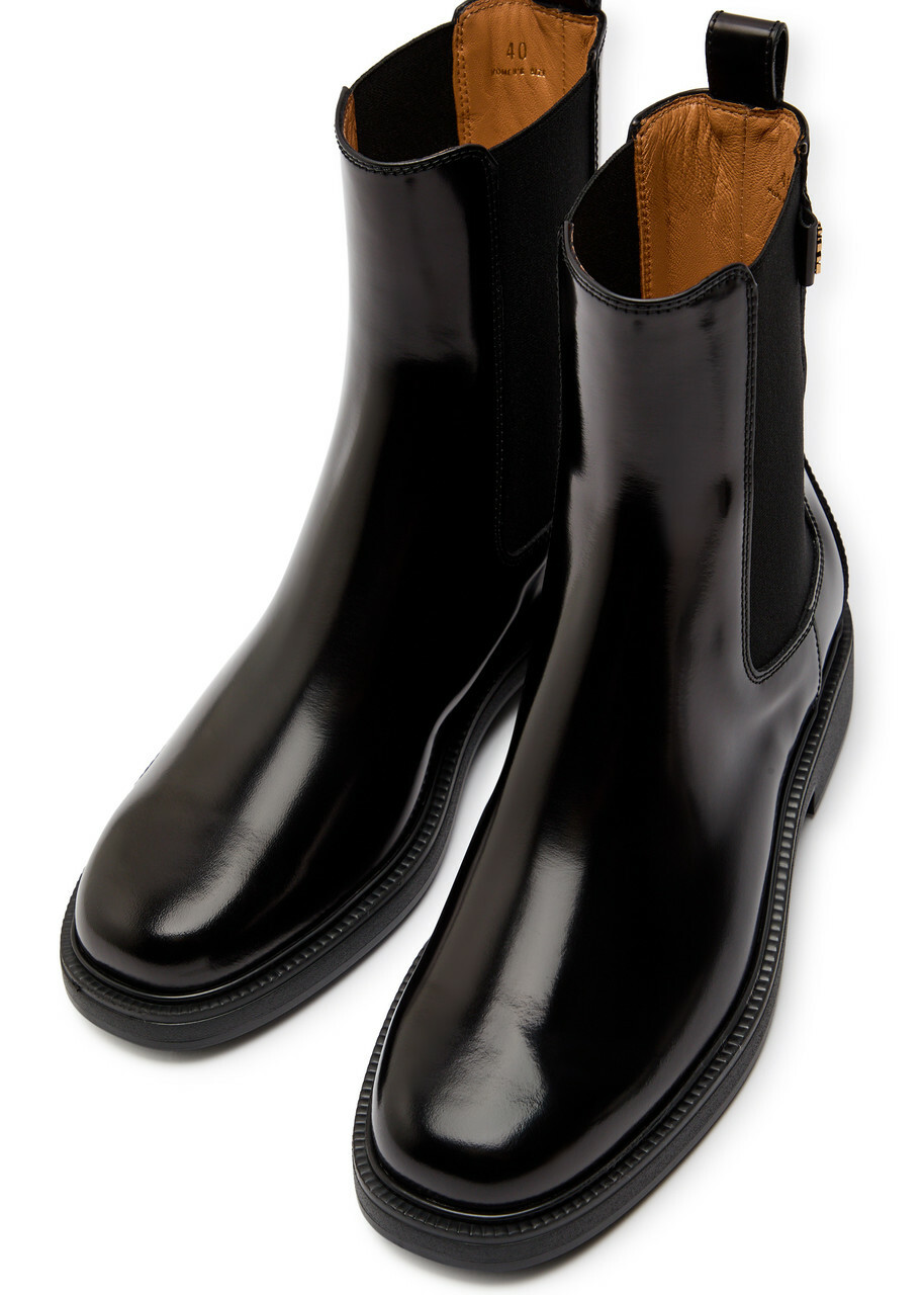 Tods Patent Leather Chelsea Boots Black