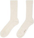 AURALEE Off-White Ribbed Socks