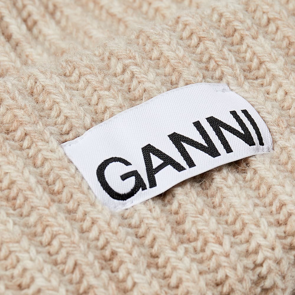 GANNI Women's Logo Structured Rib Beanie in Brazilian Sand GANNI