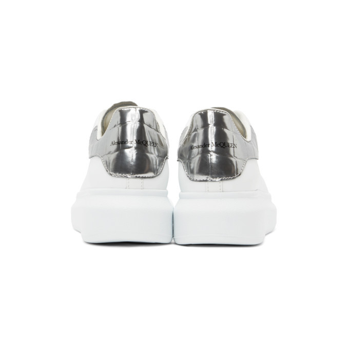 Alexander McQueen SSENSE Exclusive White and Silver Croc Tab