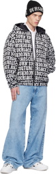 Versace Jeans Couture Black & White Rev Monogram Reversible Down Jacket