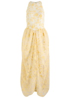 Rotate Birger Christensen Floral-embellished Tulle Midi Dress Yellow
