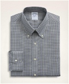Brooks Brothers Men's Stretch Regent Regular-Fit Dress Shirt, Non-Iron Twill Mini-Check Button Down Collar | Grey