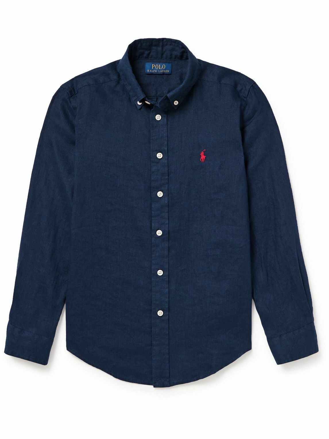 Polo Ralph Lauren Kids - Button-Down Collar Logo-Embroidered Linen ...