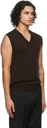 Drake's Brown Merino Wool Knitted Vest