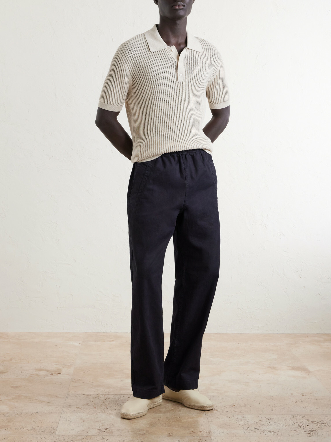 Frescobol Carioca - Vidal Ribbed Cotton and Linen-Blend Polo Shirt - Neutrals