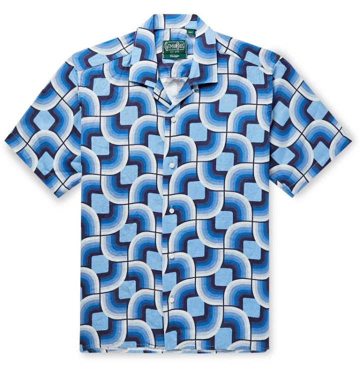Photo: Gitman Vintage - Camp-Collar Printed Linen Shirt - Blue