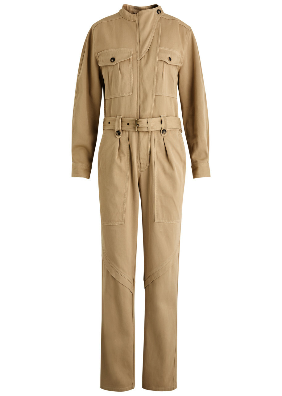 Isabel Marant Jelica Belted Cotton Jumpsuit Beige