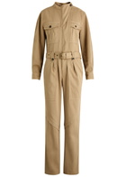 Isabel Marant Jelica Belted Cotton Jumpsuit Beige