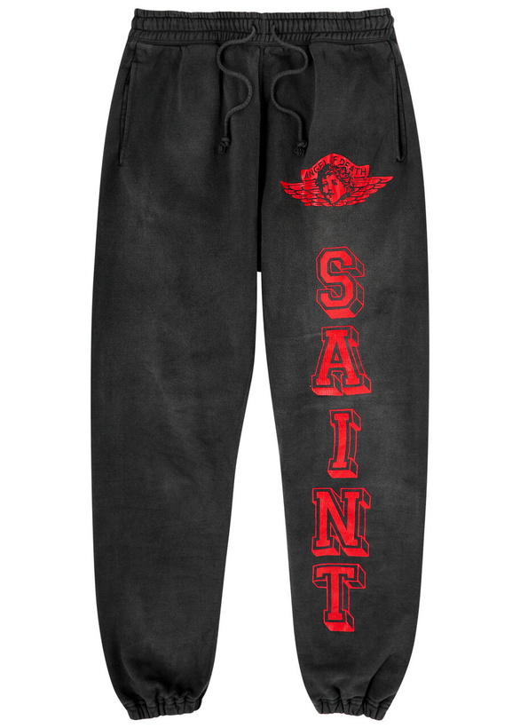 Photo: Saint Mxxxxxx Angel of Death Printed Cotton Sweatpants Black
