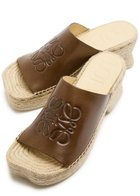 Loewe Petal 80 Espadrille Leather Slides Brown