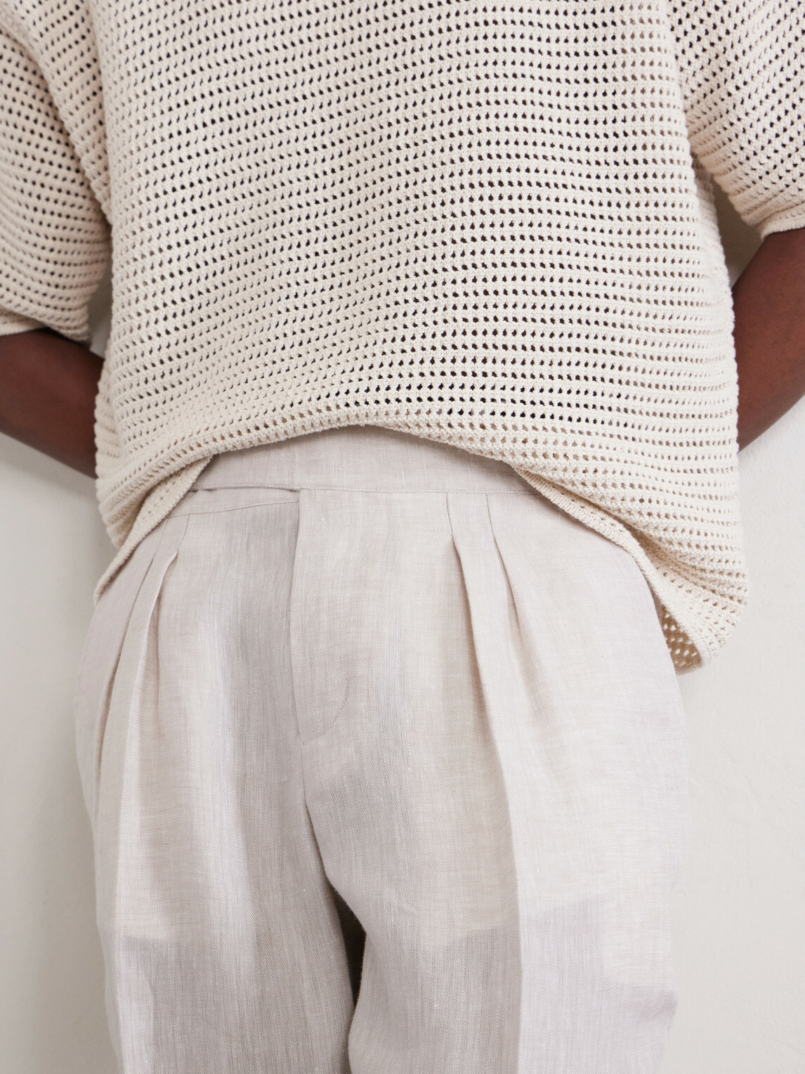 Mr P. - Steve Tapered Pleated Herringbone Linen Trousers - Neutrals
