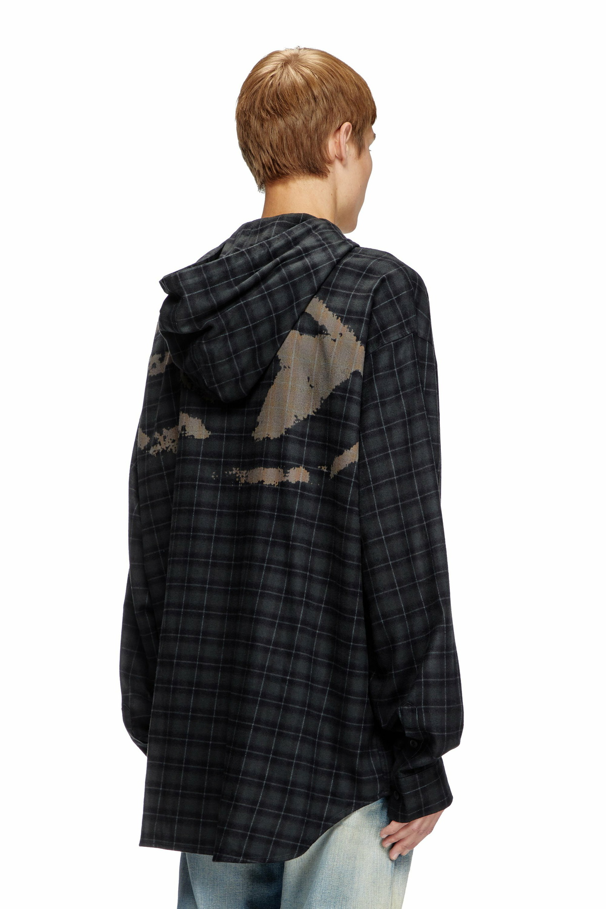 Diesel Hooded shirt in check flannel - Shirts Mens in Black Diesel